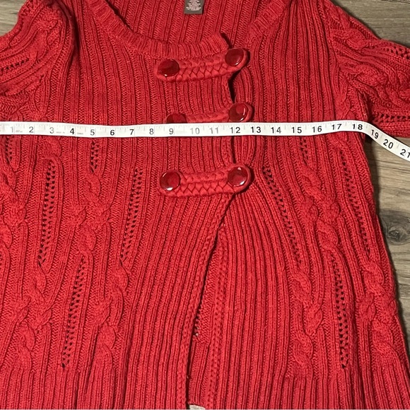 Heather B Women’s Red Cable Knit Cardigan Sweater Size XL | Button Front - Picture 8 of 14
